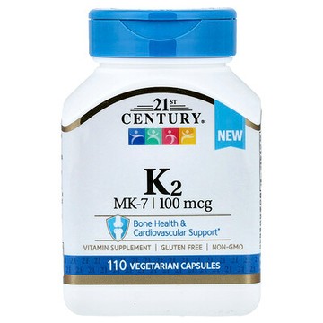 21st Century, K2 (MK-7)，100 微克，100 粒素食膠囊