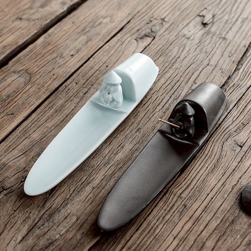 家居陶瓷臥香爐香托點香器檀香爐沉香線香插塔香座竹葉香插包郵