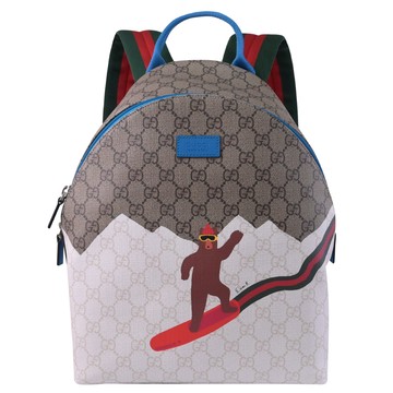 GUCCI 851222 Euan Roberts 聯名印花雙肩後背包.藍邊