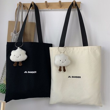 Bag House👜 年新款學生帆布包單肩手提袋大學生上課裝書大容量斜挎託特包
