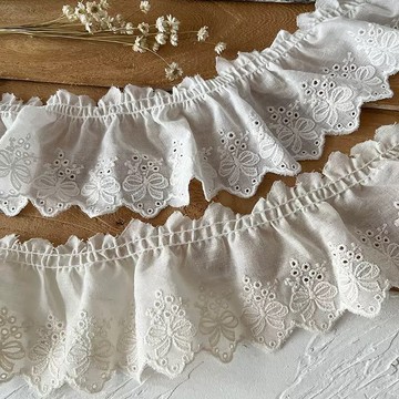 驚爆價 6cm宽纯棉 手工diy棉布 蕾丝褶皱裙摆 领口 袖口 服装辅料 花边刺绣装饰