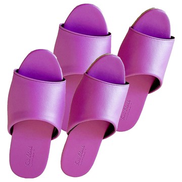 TAIWAN SLIPPER 台灣犀利趴 純色 皮質室內拖鞋  M  霓光紫  2雙