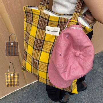 格紋托特包 美拉德格子復古百搭單肩通勤文藝托特包