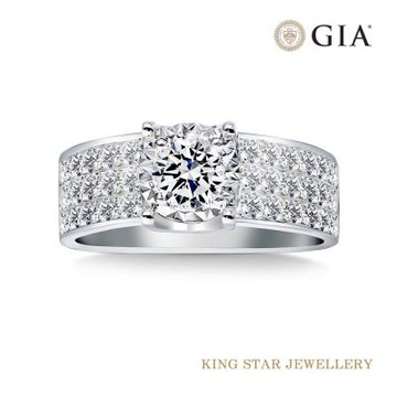 King Star GIA 50分最白D 3EX 天然鑽石戒指 滿鑽雋永牛頭(3 Excellent極優 八心八箭)