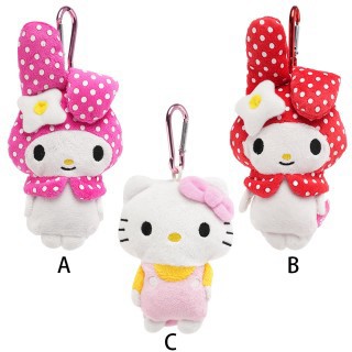 Hello Kitty 美樂蒂娃娃玩偶鑰匙圈包包掛飾MP3收納包 722481【小品館】