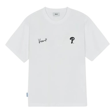 KARINA X MLB SEMI-OVERSIZED SHORT SLEEVE T-SHIRT PHILADELPHIA PHILLIES WHITE（有小卡）