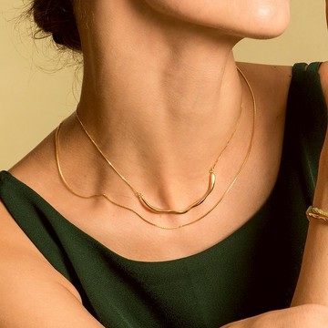 Bubble Nebula - 氣泡星雲微笑鎖骨鏈-厚鍍18K金