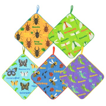 akachan honpo - 擦手巾5條組-昆蟲 (25×25cm)