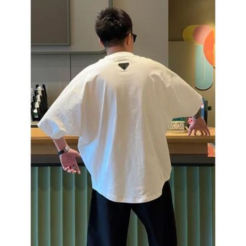 夏季新款男士潮牌時尚重磅凈版闊版蝙蝠袖T恤高街風百搭短袖上衣