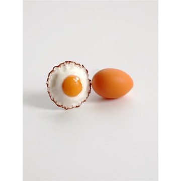 吃貨系列耳釘雞蛋煎蛋荷包蛋耳釘不對稱創意獨特小眾設計原創手作