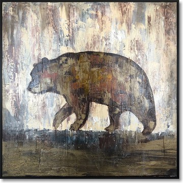 大熊油畫牆藝術動物畫畫布油畫抽象