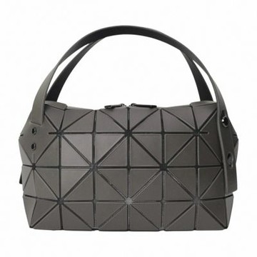 ISSEY MIYAKE  BAOBAO 幾何方格皮質4x6波士頓包(深鐵灰)霧面小款