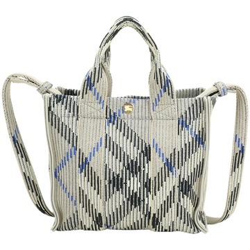 BURBERRY 巴寶莉 針織格紋肩背 手提托特包(青苔色)