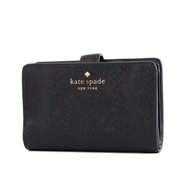 KATE SPADE Schuyler 防刮十字紋釦式中夾-黑色
