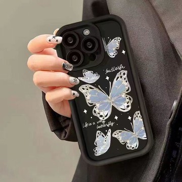 冰晶蝴蝶適用三星s25ultr手機殼硅膠s23+/s22卡通s24fe新款s21小眾a15a14a16個性a25a23a24時尚a54a53a55防摔