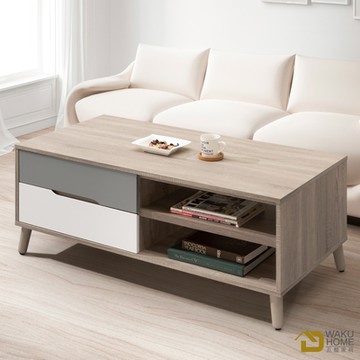 WAKUHOME 瓦酷家具Kenster淺灰雙色4尺大茶几寬120.2*深60*高49.1cm