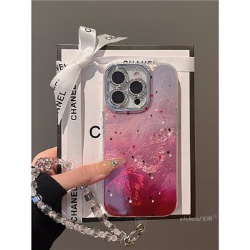 適用蘋果16promax手機殼新款iphone17/15pro高級感夢幻玫粉暈染星星14plus小眾時尚13女款12pro全包鏡頭11套
