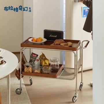 免運 小推車 餐車 置物架 MUU茶水小推車網紅實木沙發邊幾復古日式可移動茶幾客廳邊柜餐車 b8252