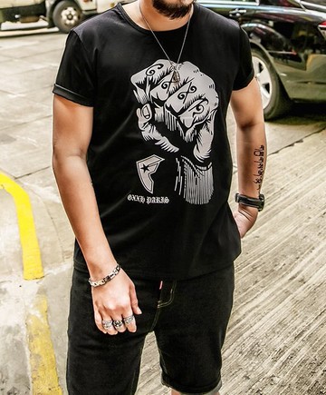 FINDSENSE H1 2018 夏季 新款 潮胖子 個性印花  加肥 加大碼T恤 短袖 寬鬆休閒 潮上衣 男