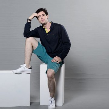 Per GIBO網眼細橫條男版POLO衫(PT173103深藍)