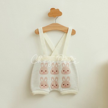 韓國Chezbebe 粉紅小兔吊帶褲