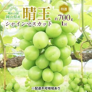 ふるさと納税 ぶどう 2024年 先行予約 シャイン マスカット 晴王 特選 1房 約700g 大粒 種無し ブドウ 葡萄  岡山県産 国産 フルーツ 果物 ギフ.. 岡山県倉敷市