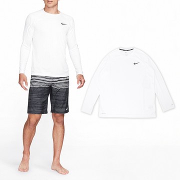 Nike 長袖 Essential Hydroguard Swim 男款 白 黑 防曬衣 速乾 長袖上衣 NESSA587-100