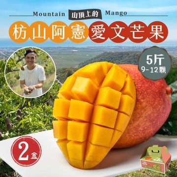 【初品果】屏東青農楊忠憲 枋山阿憲愛文芒果禮盒5斤9-12顆x2盒 5/1起陸續開始出貨
