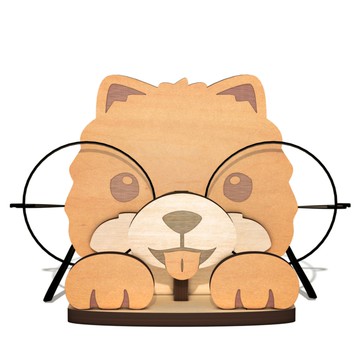 【DOGIS】勤學博美(紅博美/白博美) 木製眼鏡架 桌上收納擺飾 | 客製化刻字 專屬禮物 附精美包裝