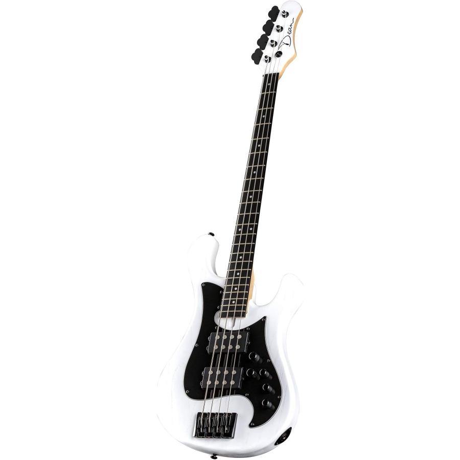 Dean Hillsboro Select White Satin String Bass Guitar, Bundle