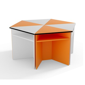 六邊形電腦桌彩色梯形拼接六角桌子學生六邊桌中小學理化生實驗桌[DD120109]