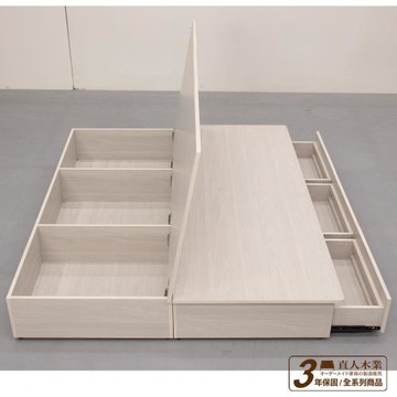 【直人木業】極簡風白榆木5尺標準雙人三抽三格收納床底【不含床頭】