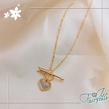 【伊飾童話】邂逅邱比特＊愛心伸縮鈦鋼短項鍊/金