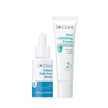 St.Clare 聖克萊爾 2%水楊酸淨痘水凝乳30ml+無酸抗痘淨膚調理精華30ml
