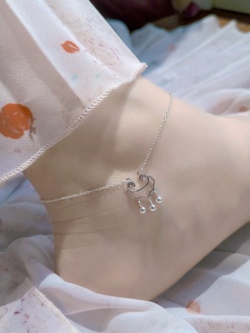 大樂良品飾品純銀長命鎖小吊墜鈴鐺腳鏈女古風中國風個性小眾設計1入