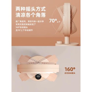 2025新款向物桌面搖頭小電風扇辦公室宿舍靜音臺式充電扇極米有品