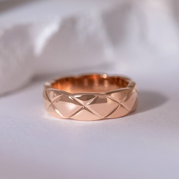 [鈦鋼]MARIGOLD寬版菱格西德鋼戒指【KMD342】-玫瑰金/銀