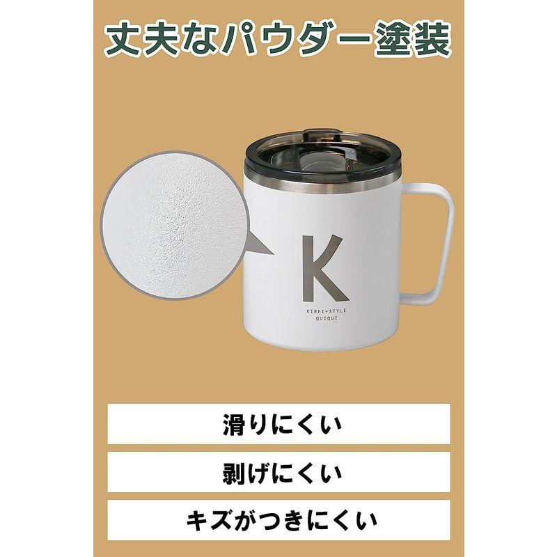 OGURA 真空断熱 マグカップ 350ml アルファベット フタ付き ステンレス 保温 保冷 ホワイト K