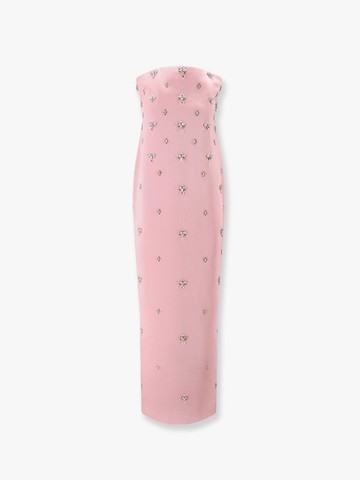 Elise satin long dress with rhinestones trimming - RETROFETE - gender_Woman