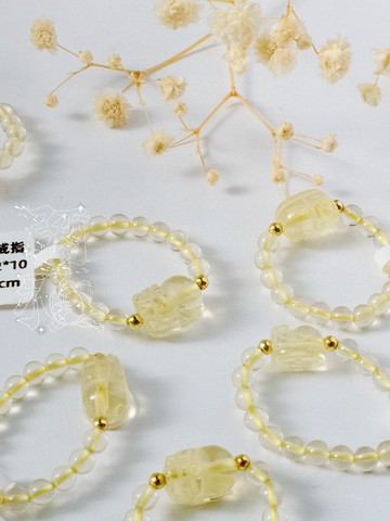 彌雅手作丨貔貅守護丨天然金錢豐盛生命之火黃水晶戒指原創設計