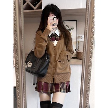 jk制服套裝學院風日系開衫外套校園裙子女裝毛衣新款2025秋冬穿搭