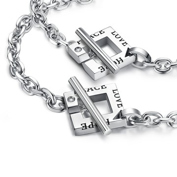 命中注定．白鋼．情侶手鍊．OT扣｜客製刻字