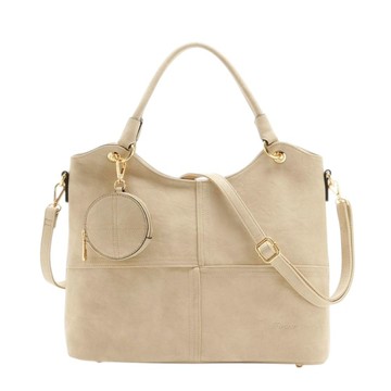 FIRANO- BEIGE 壓印皮革附零錢包U型手提/斜背包(卡其米)