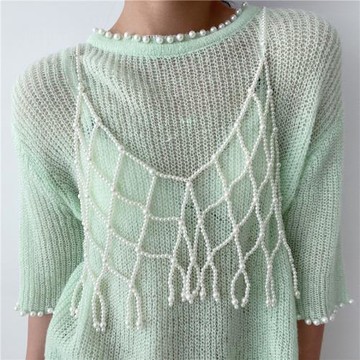 鏤空珍珠背帶式腰帶女裝飾優雅配連衣裙子吊帶腰封馬甲ins風夏季