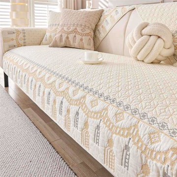 全棉沙發墊四季通用2025新款純棉防滑坐墊米白輕奢高級感直排墊子