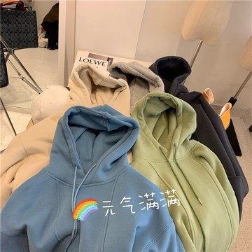 品牌折扣~專柜撤回女裝設計感拼接連帽衛衣秋冬百搭慵懶上衣外套