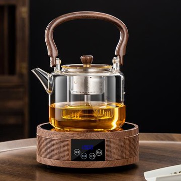 世器鈦漏蒸煮一體耐熱玻璃蒸茶壺鈦提梁燒水壺煮茶器電陶爐家用壺