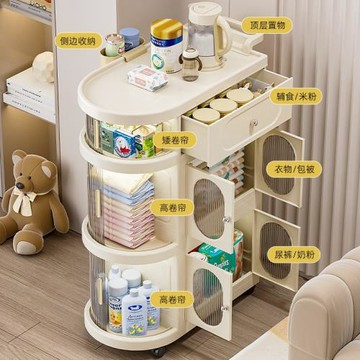 家用多層收納柜儲物柜可移動零食柜置物架整理架可折疊手辦展示柜