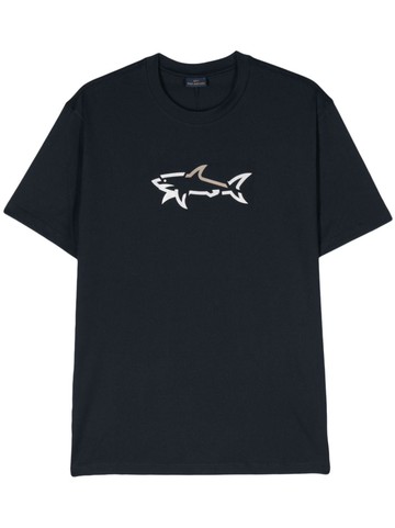 Paul & Shark - logo-print cotton T-shirt - men - Cotton - S - Blue