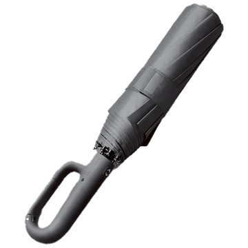 抗UV全自動折疊環扣手把雨傘 黑膠PG布 10骨 加大款傘下直徑125cm  迷霧灰